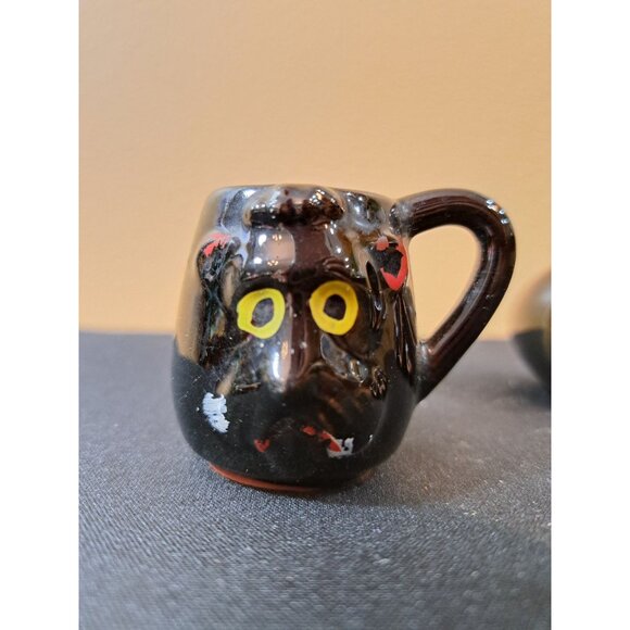 Vintage Poodle Head /Terriers Hand-Painted Ceramic Mini Cups - Picture 4 of 12